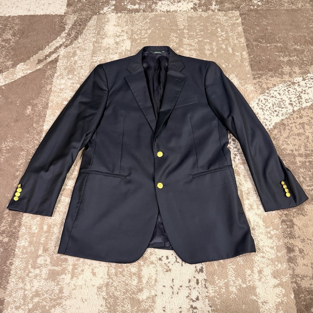 Brooks Brothers Country Club Blazer Jacket Men 42L Gold Button Saxxon Madison
